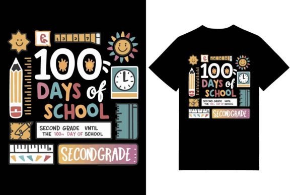 100 Days of School 2nd Grade Graphics for T-Shirt Designs