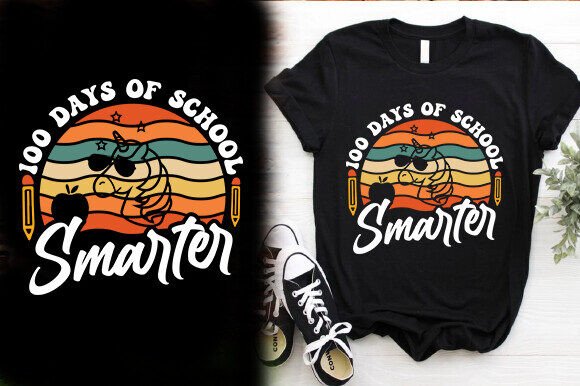 100 Days of School Smarter T-Shirt Design Graphics
