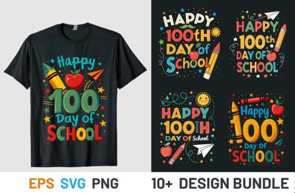 Happy 100 Days Graphics & T-Shirt Designs