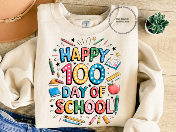Happy 100 Days School Graphics for T-Shirt Designs