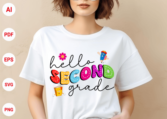 Hello Second Grade Teacher Graphics & T-Shirt Designs