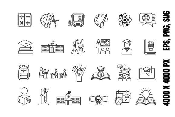 School Icons Set: Graphics for Modern Icons