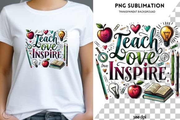 Teacher Gift Teach Love Inspire Graphics & Illustrations