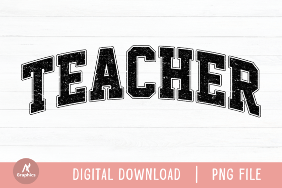 Teacher Retro Varsity PNG: Graphics for T-Shirt Designs